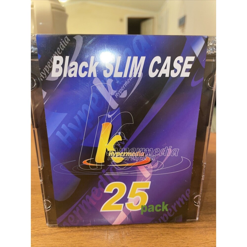 Black Slim CD/DVD Cases - Pack of 25 With Clear Plastic Cover - New and Sealed